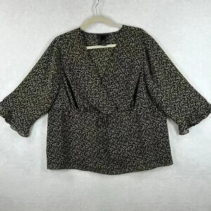 Lane Bryant Women’s Top / Blouse 18/20 Black and Tan Crossover Neckline